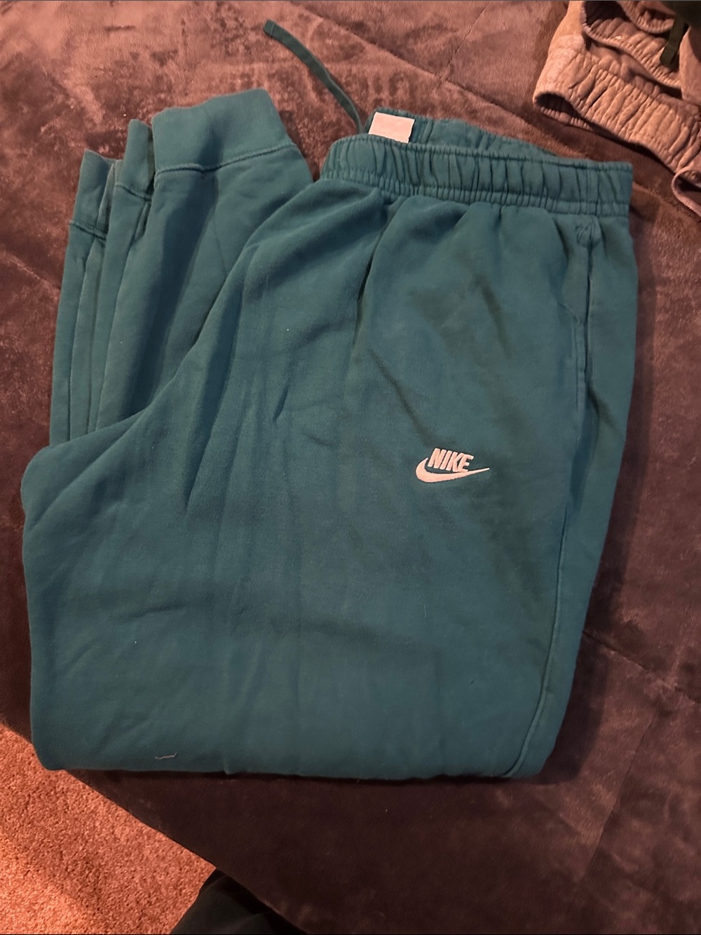 Nike Teal Fleece Joggers with White Logo - Mens